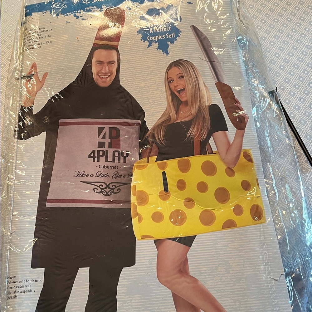 Couples Wine and Cheese Costume Set adult one size